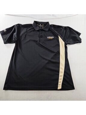 Guinness Official Polo Shirt XL Black Performance Golf Beer Logo Short Sleeve